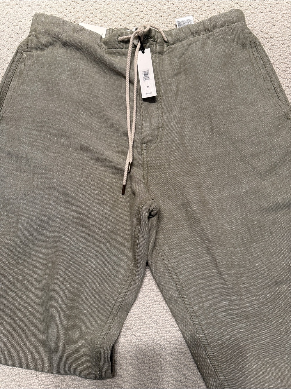 Banana Republic Men's Olive Green Drawstring Linen Joggers